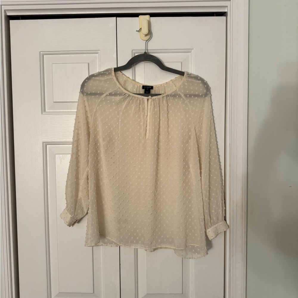 J. Crew Ivory Polka Dot Blouse